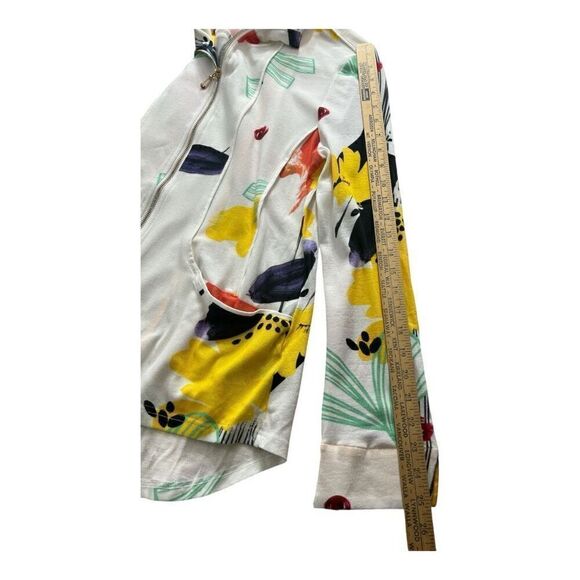 Berek Womens Ray of Sunshine Full Zip Jacket Size PL White Multi Color Pockets - Picture 7 of 12